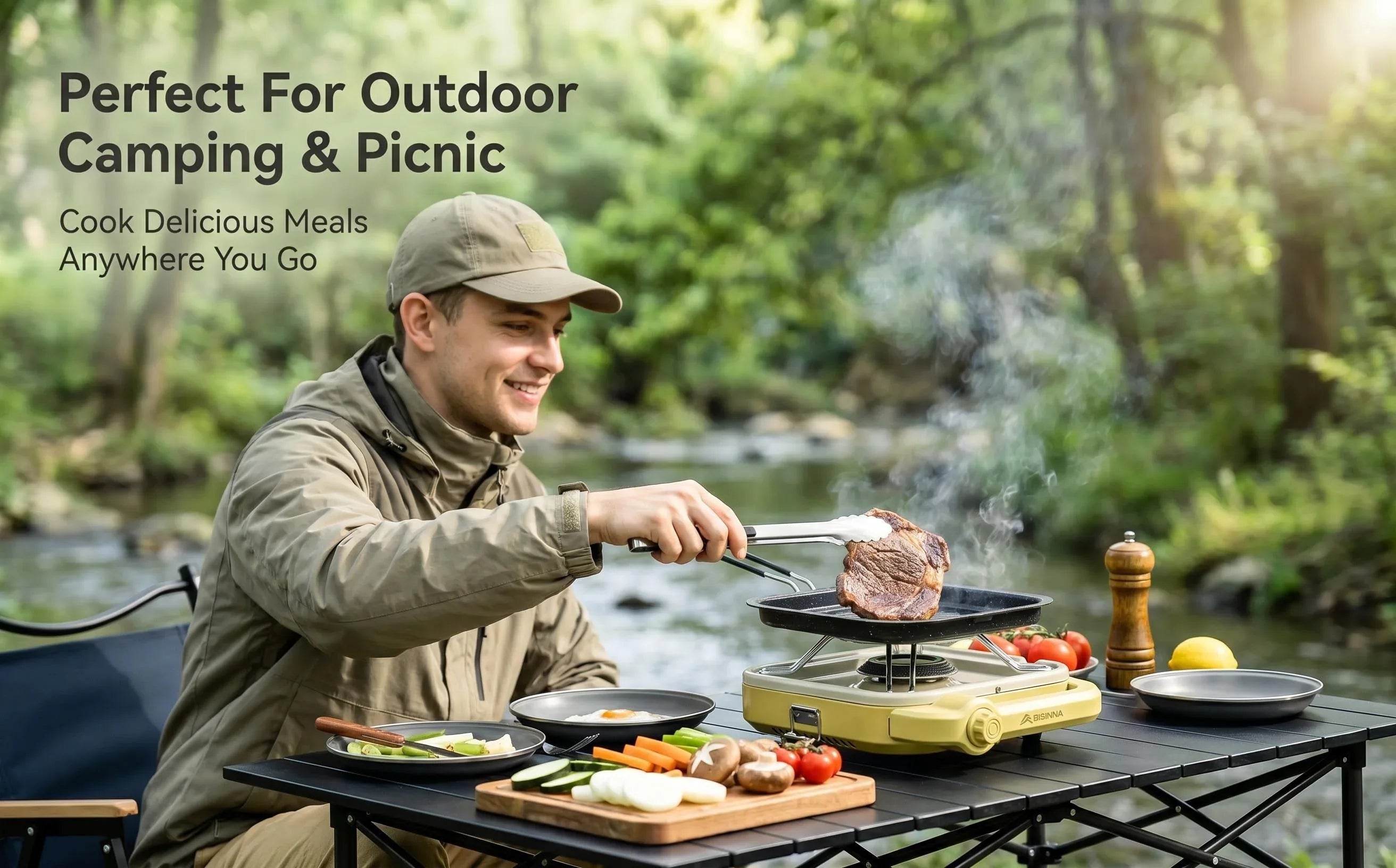 Ddtoding Windproof Portable Butane Stove - 2600W High-Power Camping Grill (Fuel Not Included)
