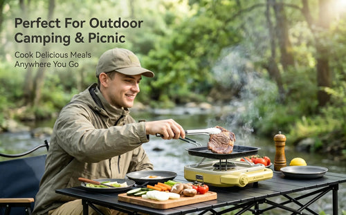 Ddtoding Windproof Portable Butane Stove - 2600W High-Power Camping Grill (Fuel Not Included)