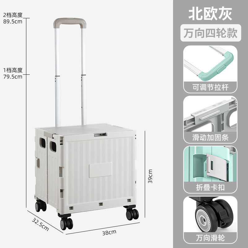 Folding shopping cart Supermarket Household climbing stairs to buy vegetables Small pull cart Hand pull cart Outdoor camping Picnic pull rod shopping cart
