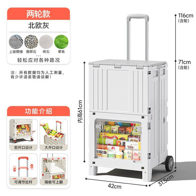 Folding shopping cart Supermarket Household climbing stairs to buy vegetables Small pull cart Hand pull cart Outdoor camping Picnic pull rod shopping cart