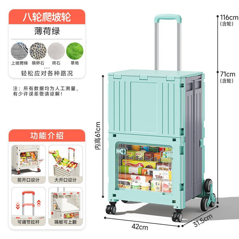 Folding shopping cart Supermarket Household climbing stairs to buy vegetables Small pull cart Hand pull cart Outdoor camping Picnic pull rod shopping cart
