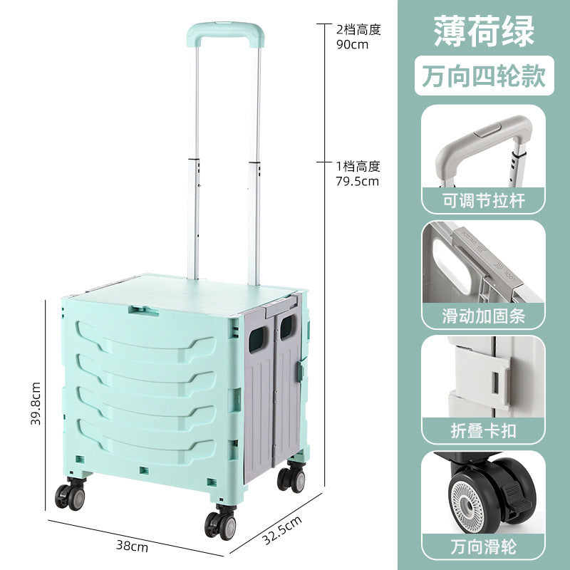 Folding shopping cart Supermarket Household climbing stairs to buy vegetables Small pull cart Hand pull cart Outdoor camping Picnic pull rod shopping cart