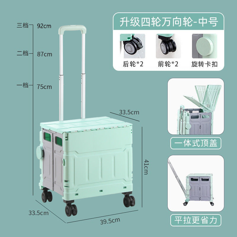 Folding shopping cart Supermarket Household climbing stairs to buy vegetables Small pull cart Hand pull cart Outdoor camping Picnic pull rod shopping cart