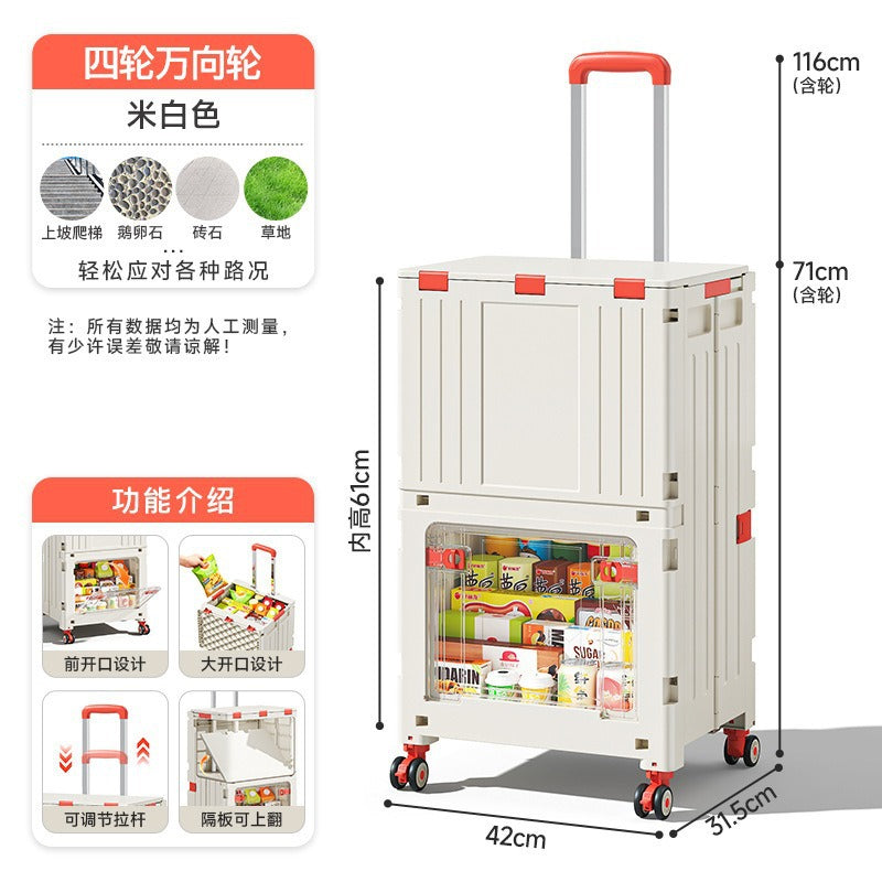 Folding shopping cart Supermarket Household climbing stairs to buy vegetables Small pull cart Hand pull cart Outdoor camping Picnic pull rod shopping cart