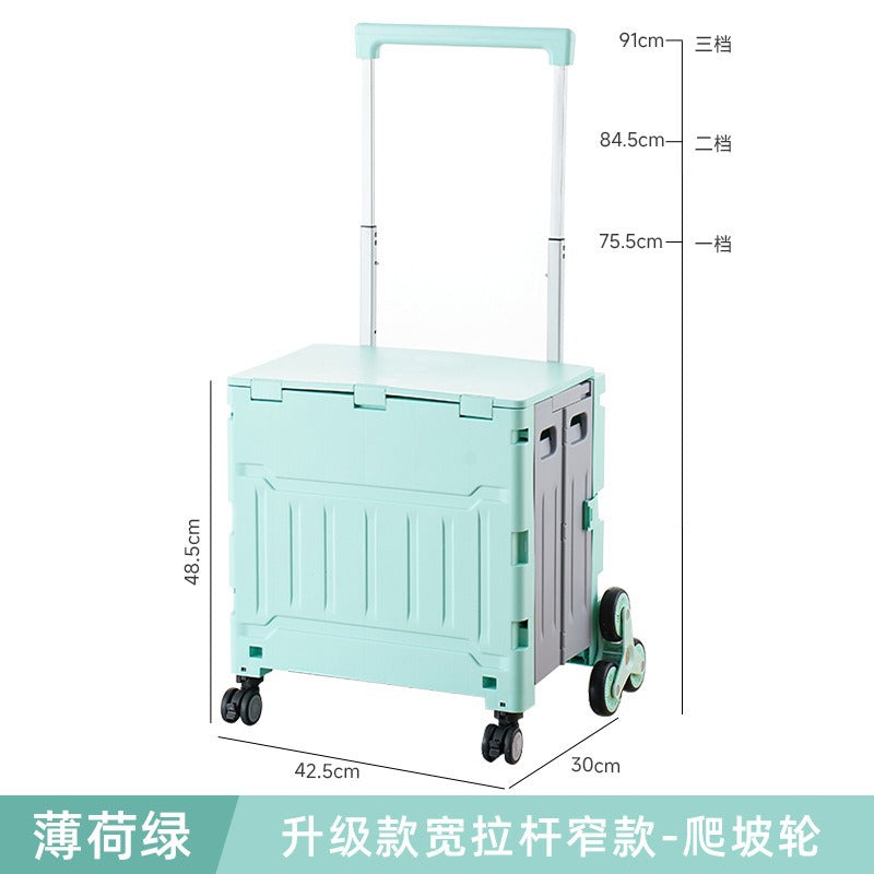Folding shopping cart Supermarket Household climbing stairs to buy vegetables Small pull cart Hand pull cart Outdoor camping Picnic pull rod shopping cart