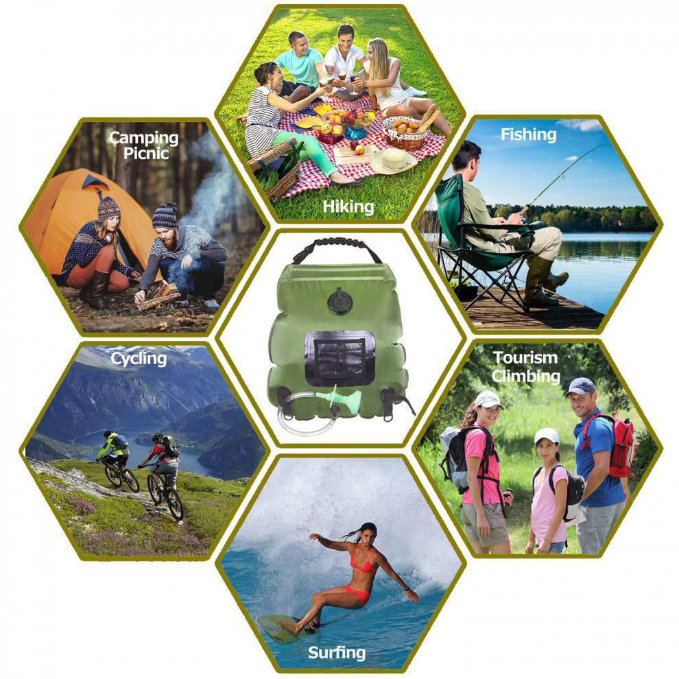 Outdoor solar thickened shower bag, self-driving camping bath water storage bag, portable shower bag bath water bag