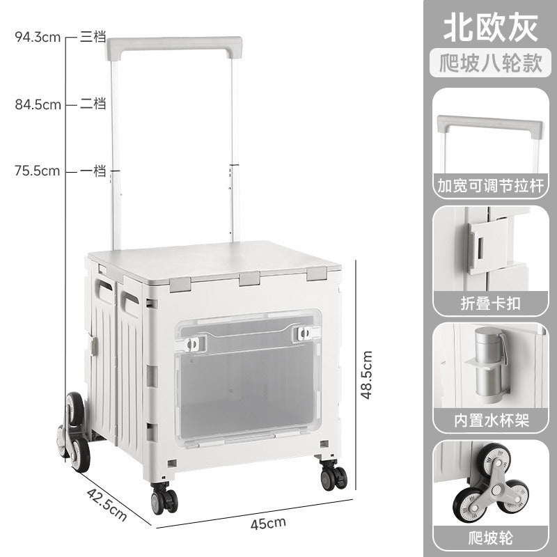 Folding shopping cart Supermarket Household climbing stairs to buy vegetables Small pull cart Hand pull cart Outdoor camping Picnic pull rod shopping cart