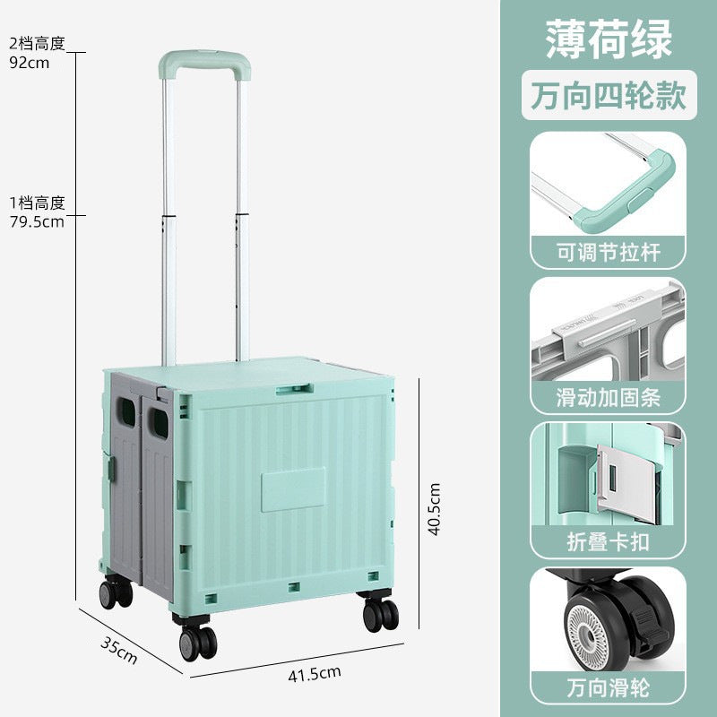 Folding shopping cart Supermarket Household climbing stairs to buy vegetables Small pull cart Hand pull cart Outdoor camping Picnic pull rod shopping cart