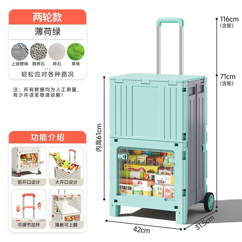 Folding shopping cart Supermarket Household climbing stairs to buy vegetables Small pull cart Hand pull cart Outdoor camping Picnic pull rod shopping cart