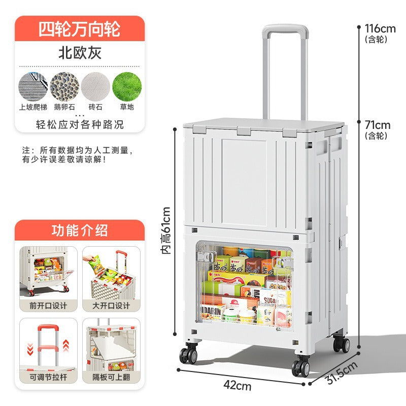Folding shopping cart Supermarket Household climbing stairs to buy vegetables Small pull cart Hand pull cart Outdoor camping Picnic pull rod shopping cart