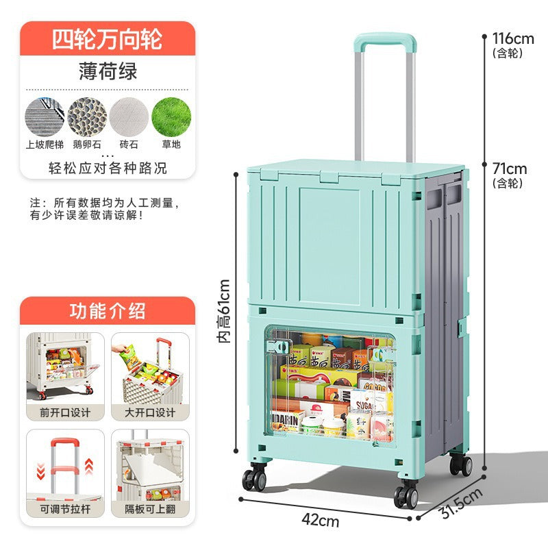 Folding shopping cart Supermarket Household climbing stairs to buy vegetables Small pull cart Hand pull cart Outdoor camping Picnic pull rod shopping cart
