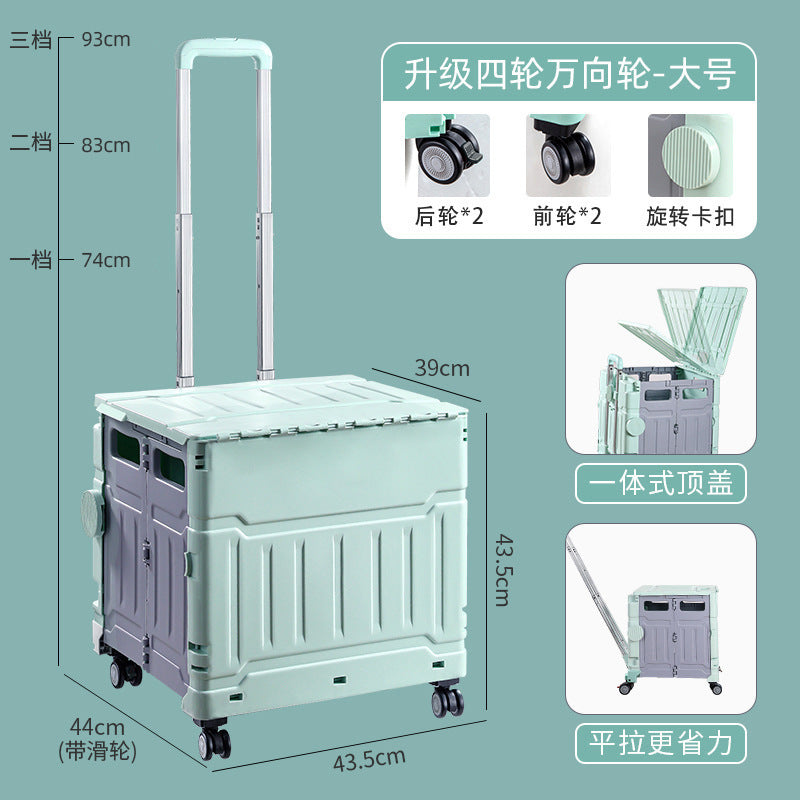 Folding shopping cart Supermarket Household climbing stairs to buy vegetables Small pull cart Hand pull cart Outdoor camping Picnic pull rod shopping cart