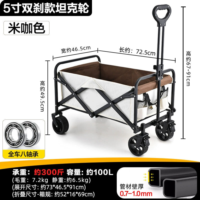 Wilderness camper cart camp trailer outdoor folding oversized camping trolley trolley camper cross-border