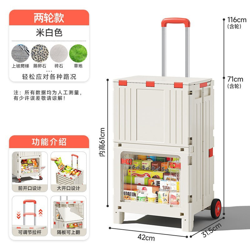 Folding shopping cart Supermarket Household climbing stairs to buy vegetables Small pull cart Hand pull cart Outdoor camping Picnic pull rod shopping cart