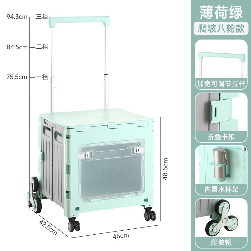Folding shopping cart Supermarket Household climbing stairs to buy vegetables Small pull cart Hand pull cart Outdoor camping Picnic pull rod shopping cart
