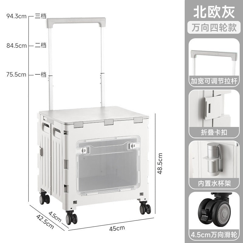 Folding shopping cart Supermarket Household climbing stairs to buy vegetables Small pull cart Hand pull cart Outdoor camping Picnic pull rod shopping cart