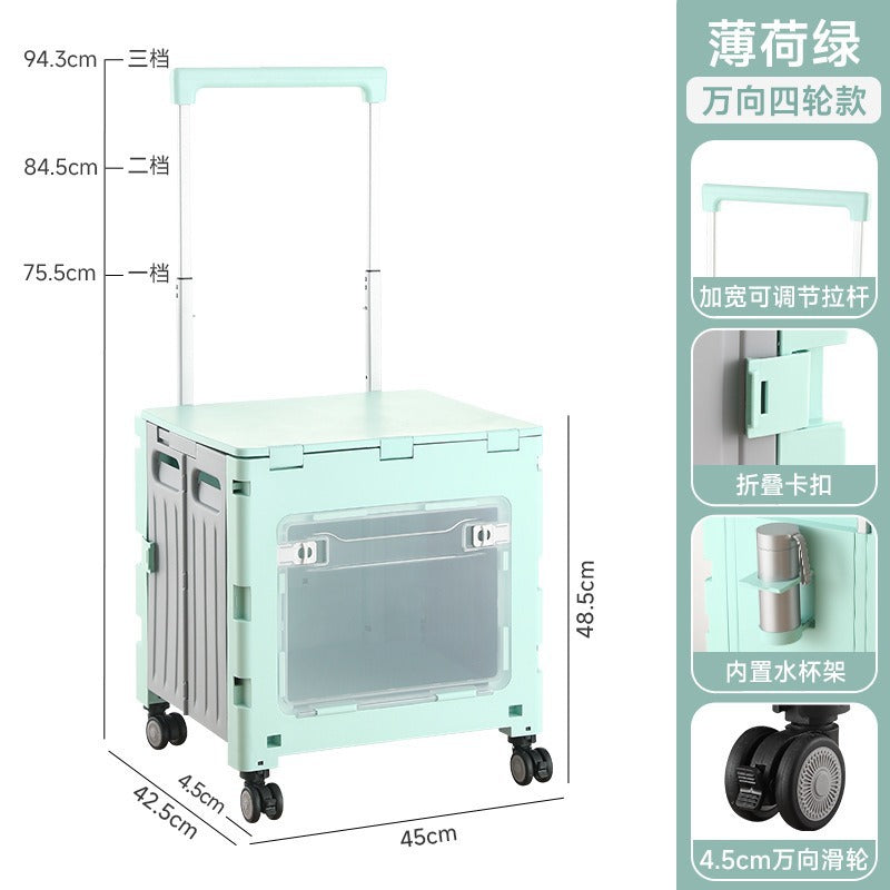Folding shopping cart Supermarket Household climbing stairs to buy vegetables Small pull cart Hand pull cart Outdoor camping Picnic pull rod shopping cart