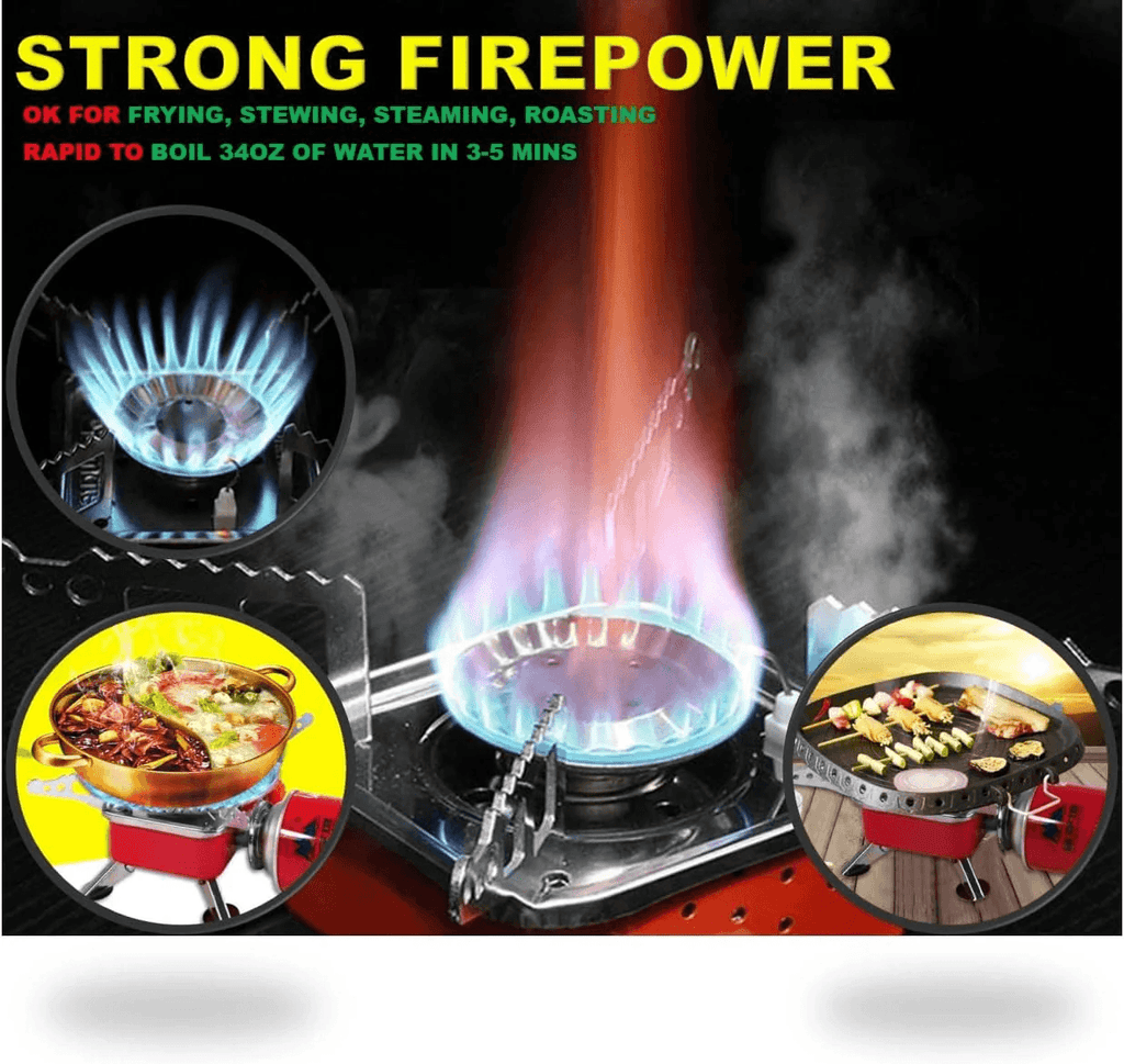 Solo Camping Stove, Backpacking Stove, Foldable, Portable, Lightweight, Piezo Ignition, Single Burner Adjustable, Premium Mini Powerful and Stable Camp Stove for Hiking Picnic, 1+2+1+1pcs