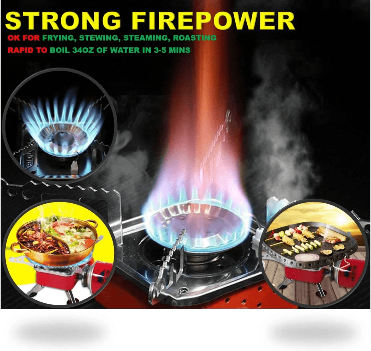 Solo Camping Stove, Backpacking Stove, Foldable, Portable, Lightweight, Piezo Ignition, Single Burner Adjustable, Premium Mini Powerful and Stable Camp Stove for Hiking Picnic, 1+2+1+1pcs